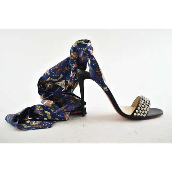 Christian Louboutin Sandale Du Desert Spikes 100 Black Sandal Heel Pump 36.5 - Picture 2 of 9
